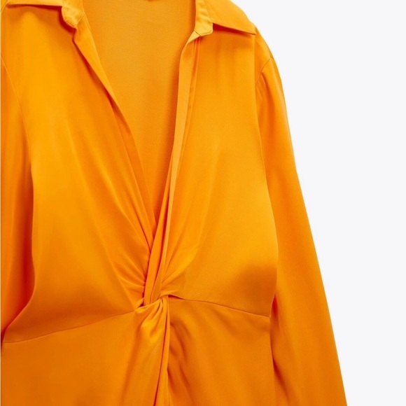 Zara Vibrant Orange Twist Dress NWT Size Large - Picture 10 of 10